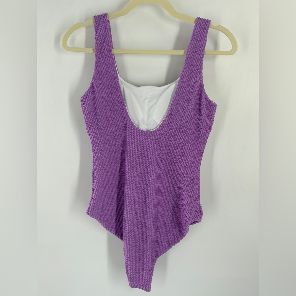 ANRABESS Womens  Swimsuit Purple Summer Sq Neck -Full Coverage Textured-Medium - Picture 6 of 9